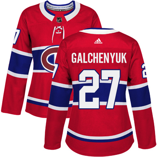 Adidas Montreal Canadiens 27 Alex Galchenyuk Red Home Authentic Women Stitched NHL Jersey